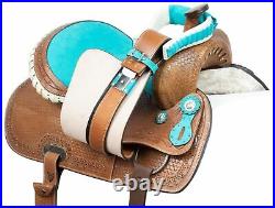 Horse Saddle Western Comfy Trail Barrel Floral Tooled Leather Tack Set 15 16