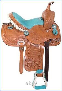 Horse Saddle Western Pleasure Trail Barrel Roping Show Leather Tack Set 12 13 14