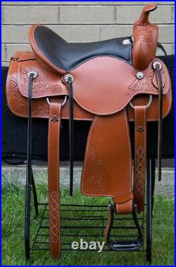 Horse Saddle Western Pleasure Trail Floral Tooled Leather Tack Set 16 17 18