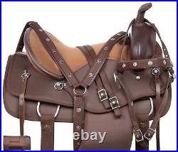 Horse Saddle Western Pleasure Trail Gaited Brown Synthetic Tack Set 16