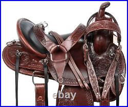 Horse Saddle Western Pleasure Trail Premium Tooled Leather Tack 15 16 17 18