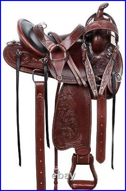 Horse Saddle Western Pleasure Trail Premium Tooled Leather Tack 15 16 17 18