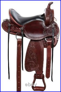 Horse Saddle Western Pleasure Trail Premium Tooled Leather Tack 15 16 17 18