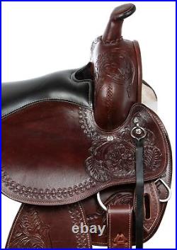 Horse Saddle Western Pleasure Trail Premium Tooled Leather Tack 15 16 17 18