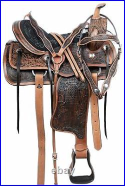 Horse Saddle Western Trail Barrel Racing Tooled Leather Tack 14 15 16 17 18