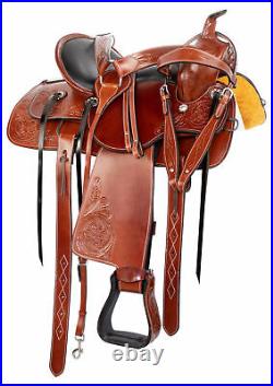 Horse Saddle Western Trail Barrel Tooled Leather Tack 15 16 17 18