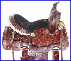 Horse Saddle Western Trail Roper Ranch Silver Studded Leather Tack Set 12 13