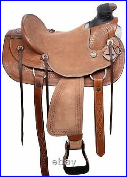 Horse Saddle Western Trail Roping Premium Leather Wade Ranch Horse Tack 16 17