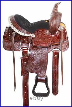 Horse Saddle Western Trail Roping Ranch Work Floral Tooled Leather Tack 12 13
