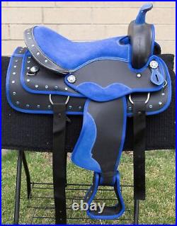 Horse Saddle Western Used Blue Trail Barrel Show Cordura Tack 16 17 18