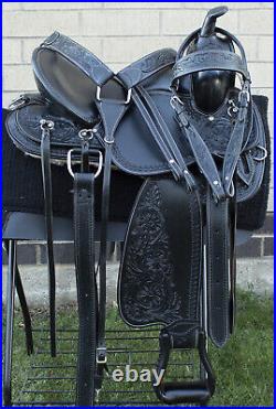 Horse Saddle Western Used Comfy Trail Barrel Floral Tooled Leather Tack 16 17 18