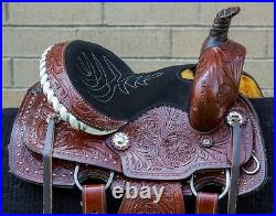 Horse Saddle Western Used Trail Barrel Racing Custom Tooled Leather Tack 12 13