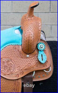 Horse Saddle Western Used Trail Riding Barrel Racer Show Leather Tack 12 13 14