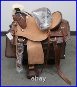 JD Imports Horse Riding Saddle 18 in Brown Leather with Sheepskin Lining & Pad