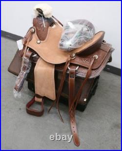 JD Imports Horse Riding Saddle 18 in Brown Leather with Sheepskin Lining & Pad