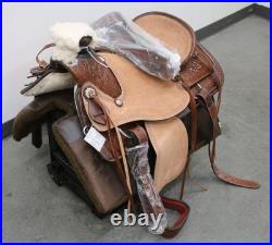 JD Imports Horse Riding Saddle 18 in Brown Leather with Sheepskin Lining & Pad
