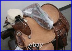 JD Imports Horse Riding Saddle 18 in Brown Leather with Sheepskin Lining & Pad