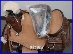 JD Imports Horse Riding Saddle 18 in Brown Leather with Sheepskin Lining & Pad