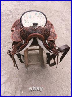 Kid's western leather saddle, Youth western leather trail saddle 8 To 12 Inch