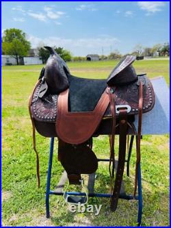 Kids-Adults Western Pleasure Treeless Horse Saddle With beads 12 to 16