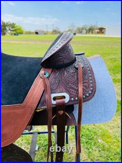 Kids-Adults Western Pleasure Treeless Horse Saddle With beads 12 to 16