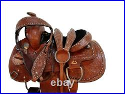 Kids Pony Saddle Western Pleasure Trail Floral Tooled Leather Used Tack 10 12 13