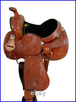 Kids Pony Saddle Western Pleasure Trail Floral Tooled Leather Used Tack 10 12 13