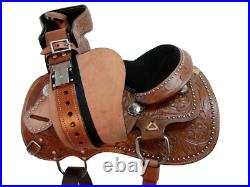 Kids Pony Saddle Western Pleasure Trail Floral Tooled Leather Used Tack 10 12 13