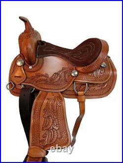 Kids Roping Youth Show Saddle Pleasure 12 13 14 Floral Tooled Leather Tack Set