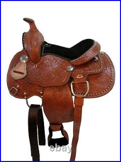 Kids Saddle Pro Western Barrel Racing Trail Leather Horse Pleasure Tack 10 12 13