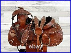Kids Saddle Pro Western Barrel Racing Trail Leather Horse Pleasure Tack 10 12 13