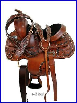 Kids Trail Saddle Western Horse Youth Pleasure Custom Leather Used Set 10 12 13