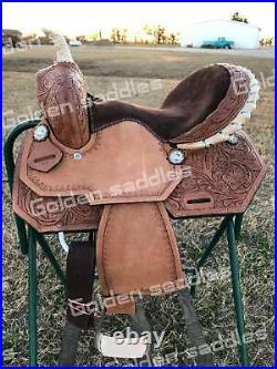 Kids Western Horse Barrel Saddle Horse Floral Tooled Leather 10 12 13 USA
