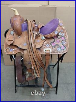 Kids Western Saddle Youth Barrel Racing Trail Pleasure Purple Used Tack Set 13