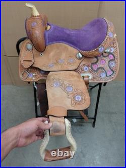 Kids Western Saddle Youth Barrel Racing Trail Pleasure Purple Used Tack Set 13