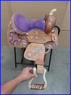 Kids Western Saddle Youth Barrel Racing Trail Pleasure Purple Used Tack Set 13