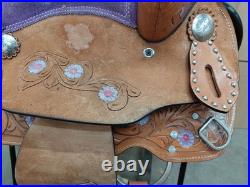 Kids Western Saddle Youth Barrel Racing Trail Pleasure Purple Used Tack Set 13