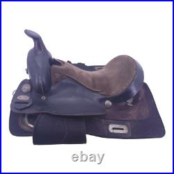 King Black Brown Leather Trail Barrel Racing Saddle For Horse