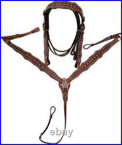 Leather Brown Western Headstall and Breastplate II