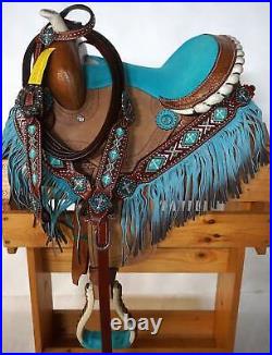 Leather Horse Saddle Barrel Racing Western Riding Equestrian Trail Tack 12-18 in