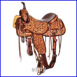 Leather Horse Saddle Barrel Western Racing Carving Tooled Tack 12-18 Free Ship