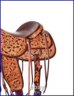 Leather Horse Saddle Barrel Western Racing Carving Tooled Tack 12-18 Free Ship