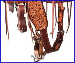 Leather Horse Saddle Barrel Western Racing Carving Tooled Tack 12-18 Free Ship