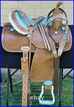 Leather Horse Saddle Classic Western Pleasure Trail Barrel Racer Used Tack 15 16