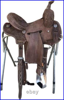 Leather Horse Saddle Handmade Barrel Racing Western Racer Equestrian Trail Tack Leather Horse Saddle Handmade Barrel Racing Western Racer Equestrian Trail Tack
