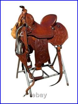 Leather Western Barrel Horse Saddle Racing Premium Trail Equestrian Tack 12-18
