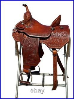 Leather Western Barrel Horse Saddle Racing Premium Trail Equestrian Tack 12-18