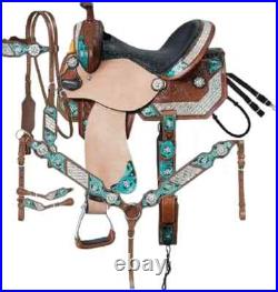 Leather Western Barrel Horse Tack Saddle With Set & All Size Available