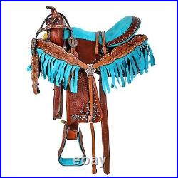Leather Western Barrel Racing Horse Saddle Premium Quality Tack Set Size 14-18