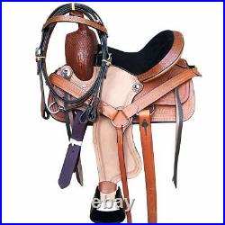 Leather Western Barrel Racing Horse Saddle Premium Quality Tack Set Size 14-18